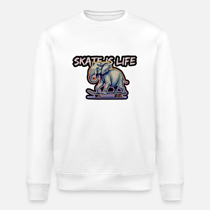 Patineur éléphant - Sweat bio ROLLER Stanley/Stella Unisexe - blanc