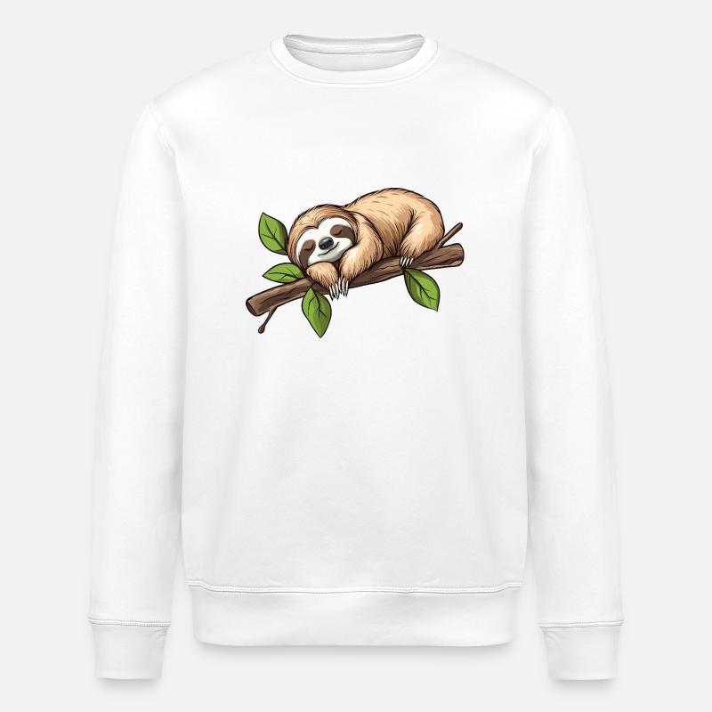 Faultier Schlafend - Stanley/Stella Unisex Bio-Sweatshirt ROLLER - Weiß
