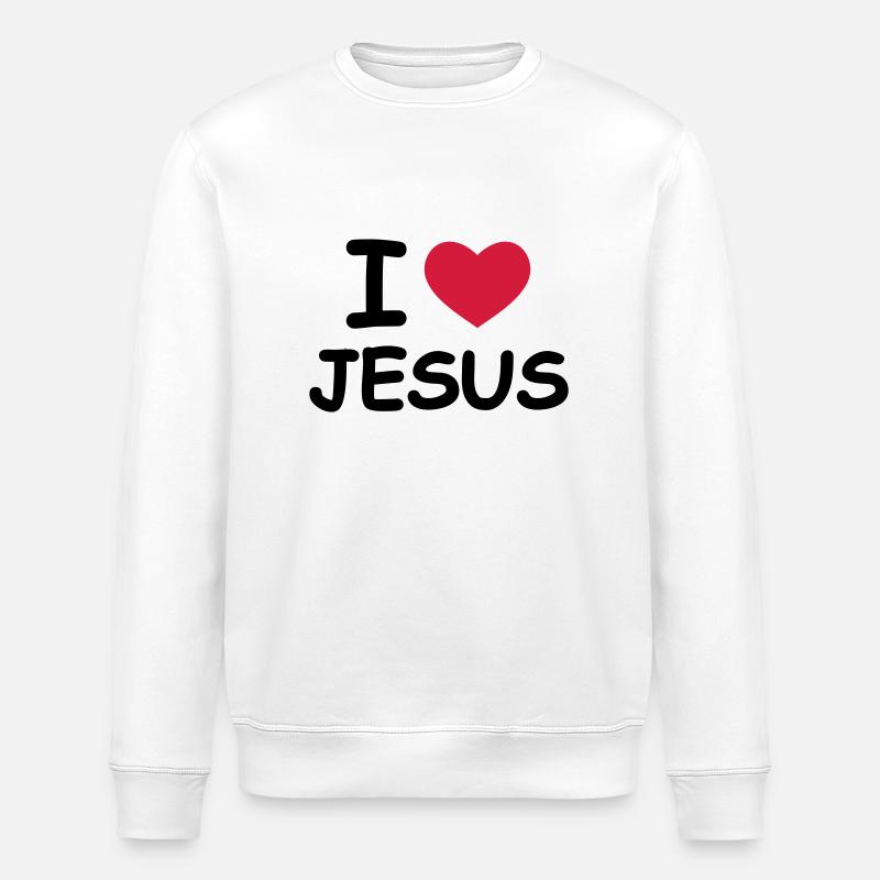 I Love Jesus - Stanley/Stella ROLLER Unisex Organic Sweatshirt - white