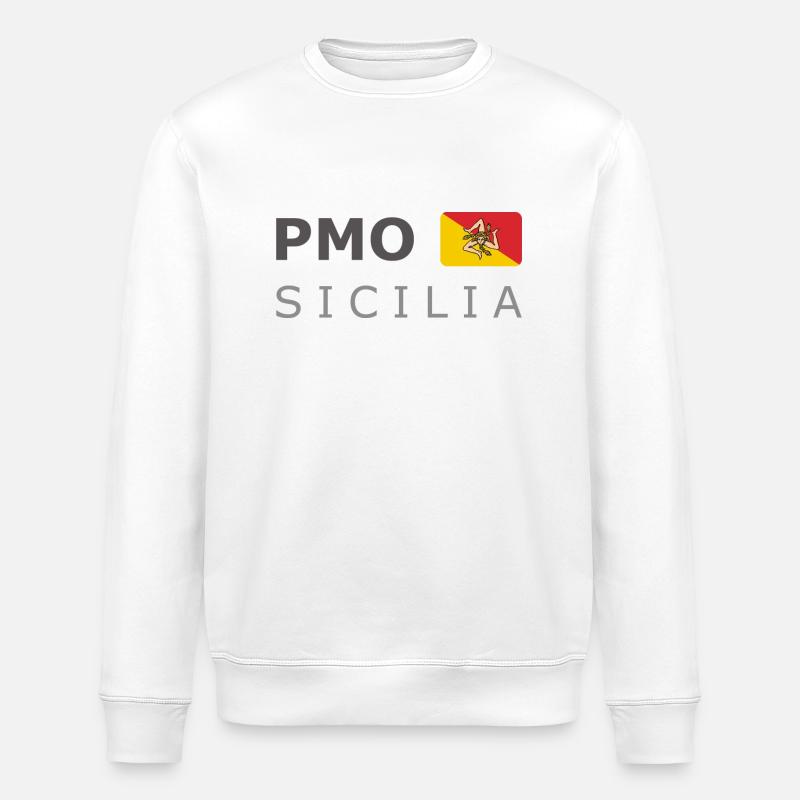 PMO SICILIA dark-lettered 400 dpi - Stanley/Stella ROLLER Unisex Organic Sweatshirt - white