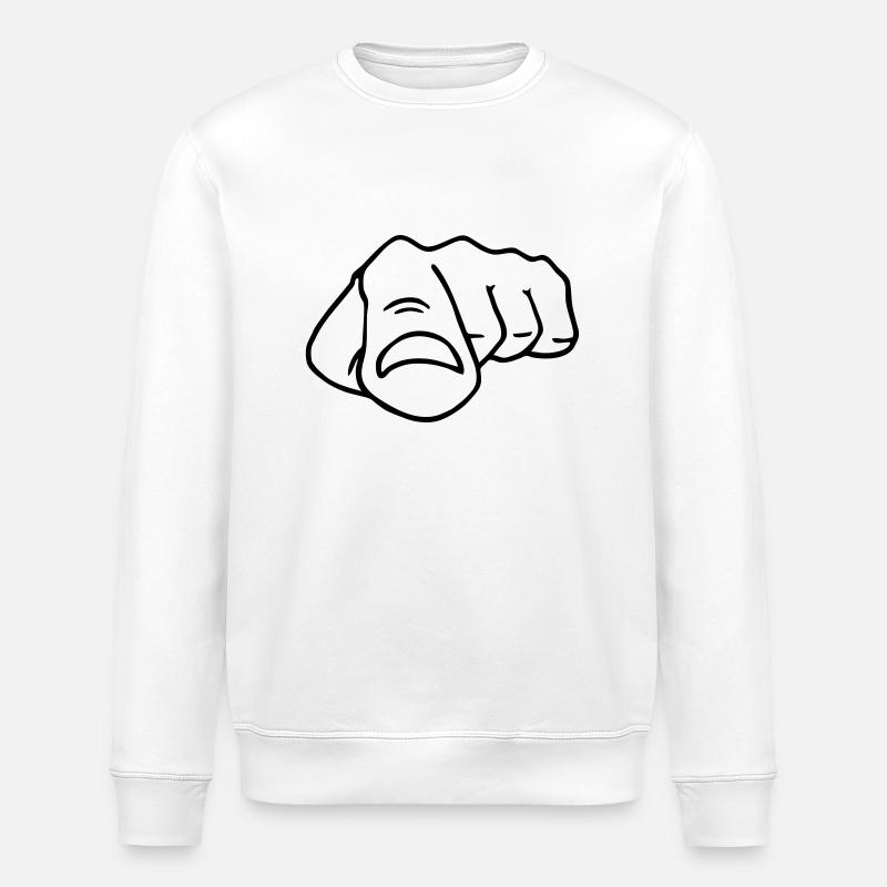 pointing finger - Stanley/Stella ROLLER Unisex Organic Sweatshirt - white