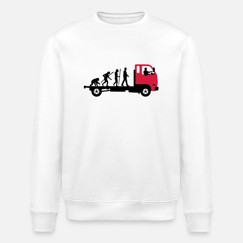 evolution_of_man_trucker_112013_a_2c - Stanley/Stella ROLLER Unisex Organic Sweatshirt - white
