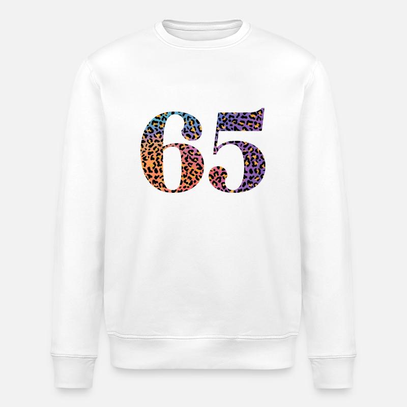 65th Birthday Leopard - Stanley/Stella ROLLER Unisex Organic Sweatshirt - white