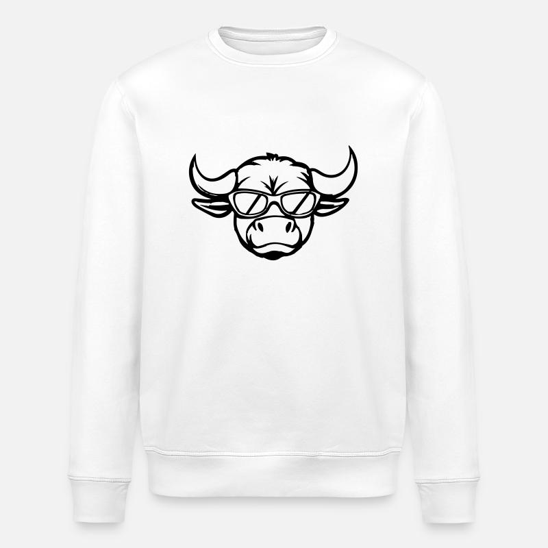 stier comic gesicht - Stanley/Stella Unisex Bio-Sweatshirt ROLLER - Weiß