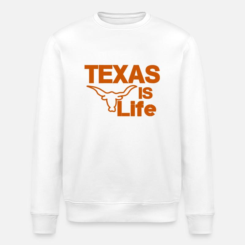 Texas ist Leben - Stanley/Stella Unisex Bio-Sweatshirt ROLLER - Weiß