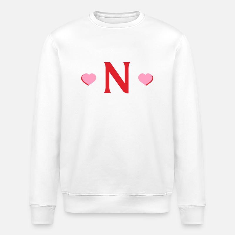 Lettre n cœurs rouges - Sweat bio ROLLER Stanley/Stella Unisexe - blanc