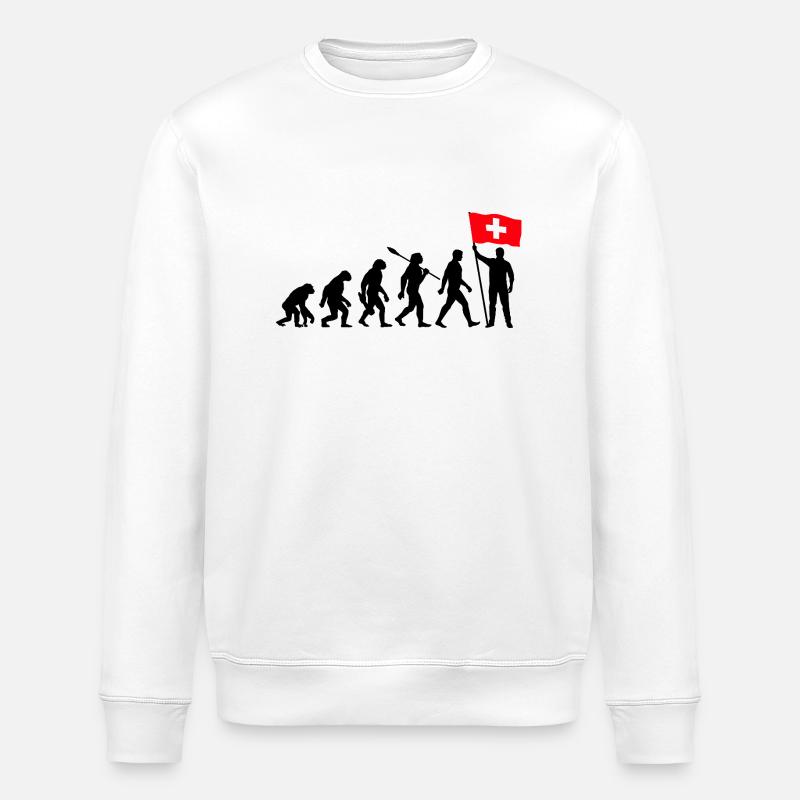 Schweiz - Evolution - Flagge - Nation - Stanley/Stella Unisex Bio-Sweatshirt ROLLER - Weiß