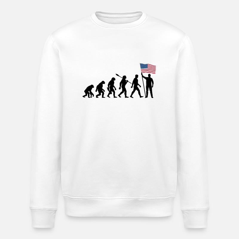 Amerika - USA - Evolution - Flagge - Nation - Stanley/Stella Unisex Bio-Sweatshirt ROLLER - Weiß