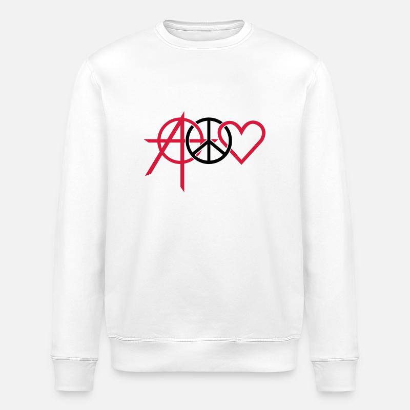 anarchy peace love (2c) - Stanley/Stella ROLLER Unisex Organic Sweatshirt - white