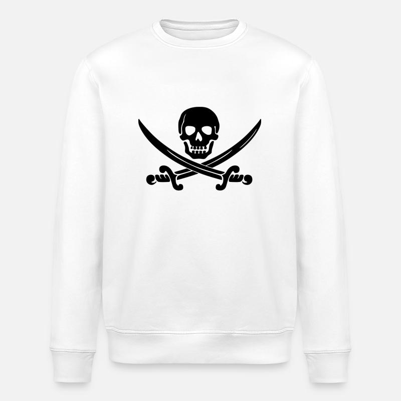 Crâne de pirate sabre - Sweat bio ROLLER Stanley/Stella Unisexe - blanc