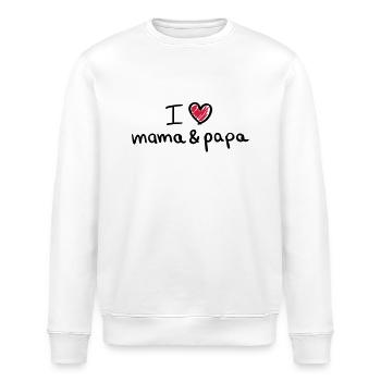 i_love_mama_und_papa__f2 - Sweat bio ROLLER Stanley/Stella Unisexe - blanc - Devant - Nik (191cm)