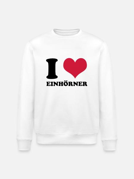 I Love Einhörner - Stanley/Stella Unisex Bio-Sweatshirt ROLLER - Weiß