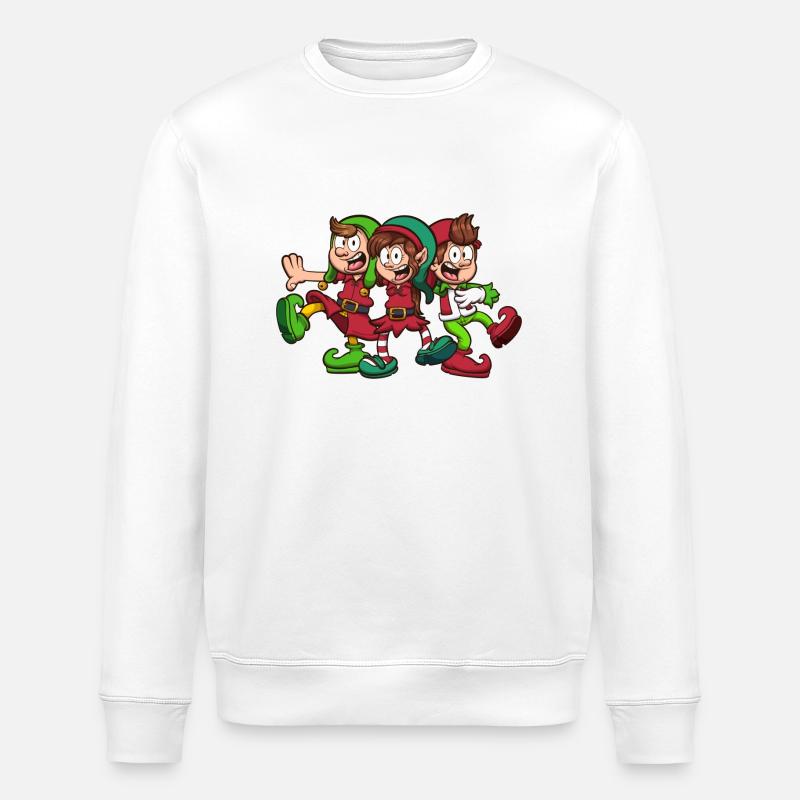 Singende Weihnachtselfen - Stanley/Stella Unisex Bio-Sweatshirt ROLLER - Weiß
