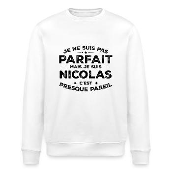 Nicolas A first name, an attitude Humour Nicolas - Stanley/Stella ROLLER Unisex Organic Sweatshirt - white - Front - Nik (191cm)