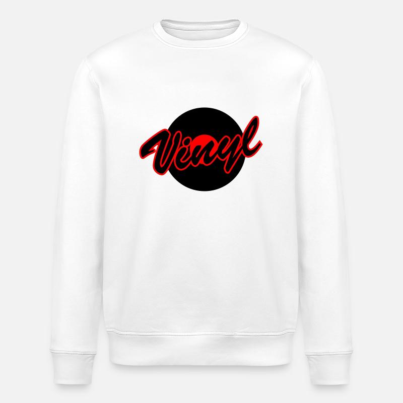 With vinyl disk - Stanley/Stella ROLLER Unisex Organic Sweatshirt - white
