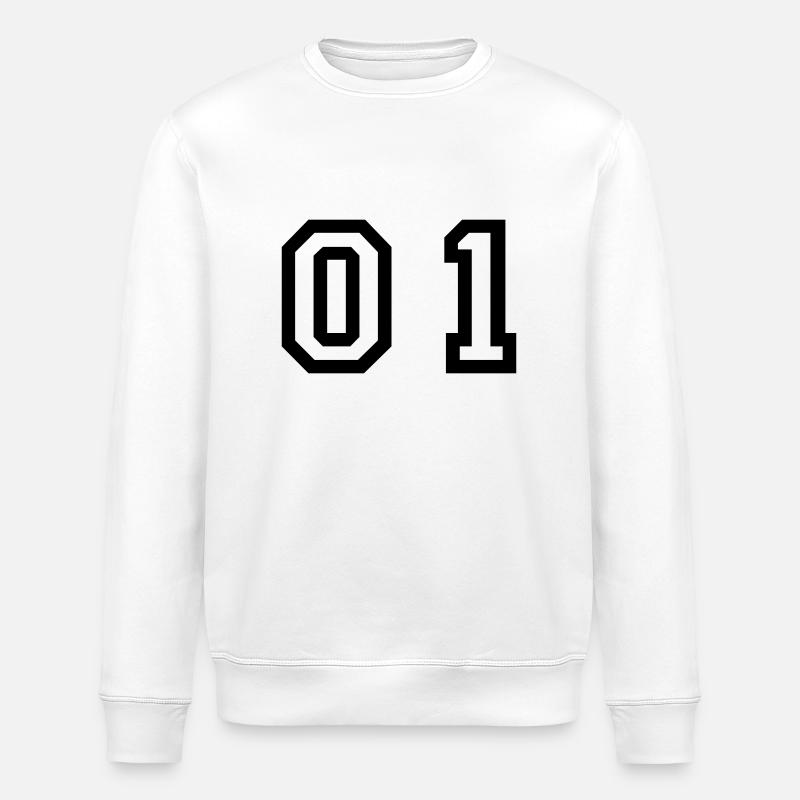 number - 01 - zero one - Stanley/Stella ROLLER Unisex Organic Sweatshirt - white