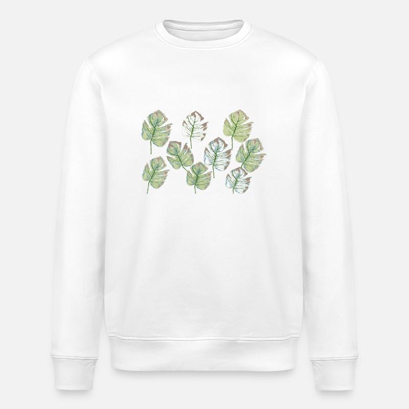foliage pattern - Stanley/Stella ROLLER Unisex Organic Sweatshirt - white
