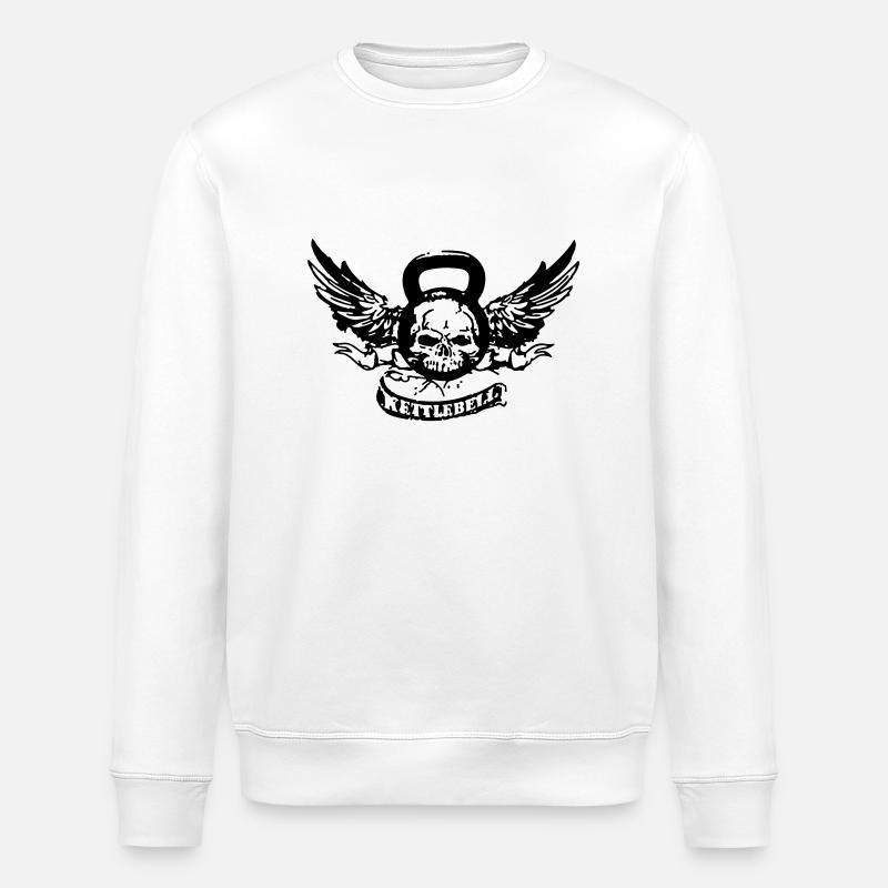 kettlebell skull - Stanley/Stella ROLLER Unisex Organic Sweatshirt - white