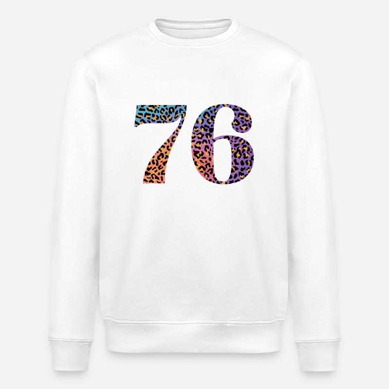 76th Birthday Leopard - Stanley/Stella ROLLER Unisex Organic Sweatshirt - white