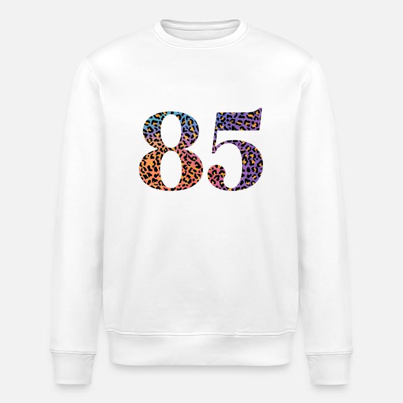 85th Birthday Leopard - Stanley/Stella ROLLER Unisex Organic Sweatshirt - white