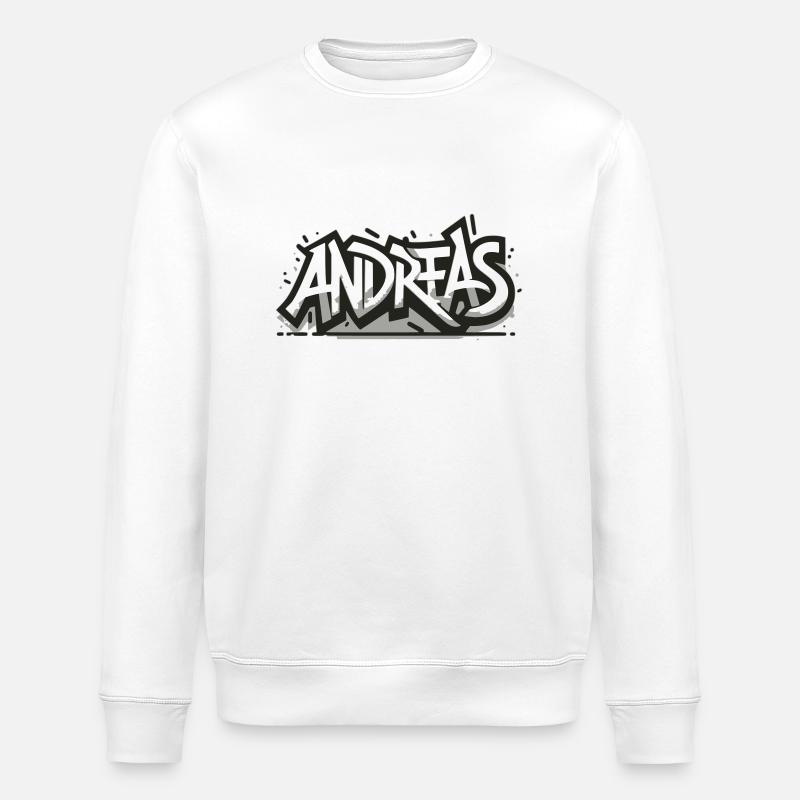 Andreas Name Vorname Graffiti - Stanley/Stella Unisex Bio-Sweatshirt ROLLER - Weiß