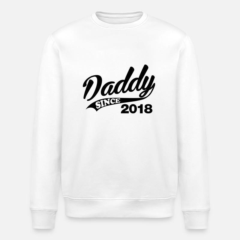 Daddy Since 2018 - Stanley/Stella ROLLER Unisex Organic Sweatshirt - white