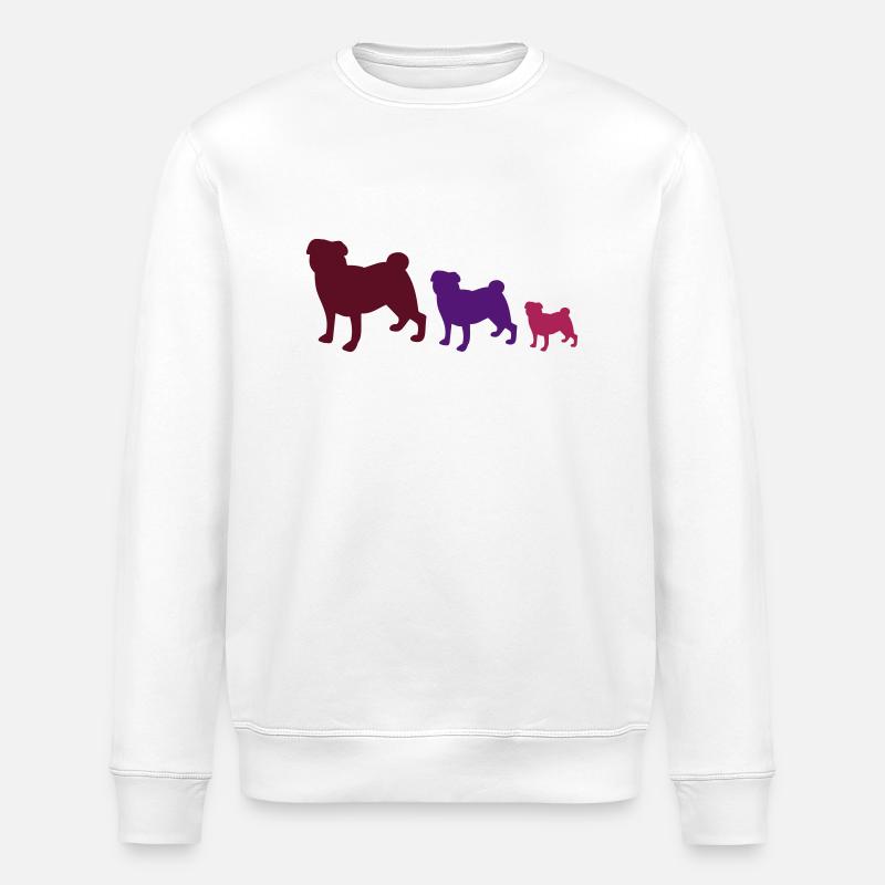 Drei Möpse Lila - Stanley/Stella Unisex Bio-Sweatshirt ROLLER - Weiß