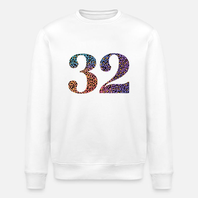 32nd Birthday Leopard - Stanley/Stella ROLLER Unisex Organic Sweatshirt - white