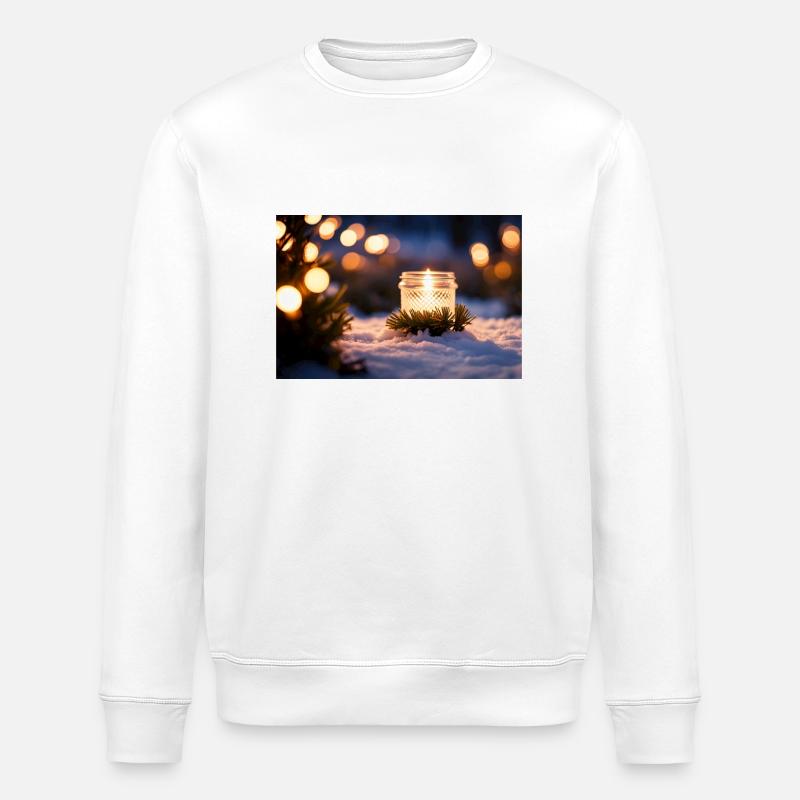 Glaskerze im Schnee - Stanley/Stella Unisex Bio-Sweatshirt ROLLER - Weiß