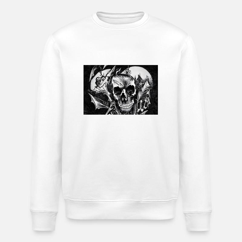 Halloween-Totenkopf - Stanley/Stella Unisex Bio-Sweatshirt ROLLER - Weiß