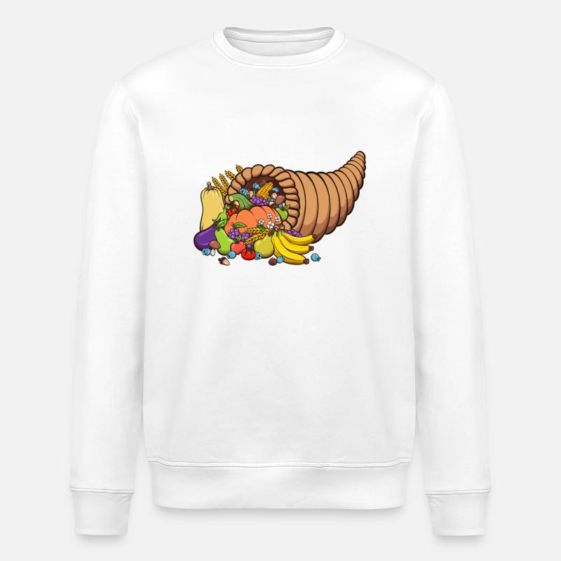 Thanksgiving Cornucopia - Stanley/Stella ROLLER Unisex Organic Sweatshirt - white