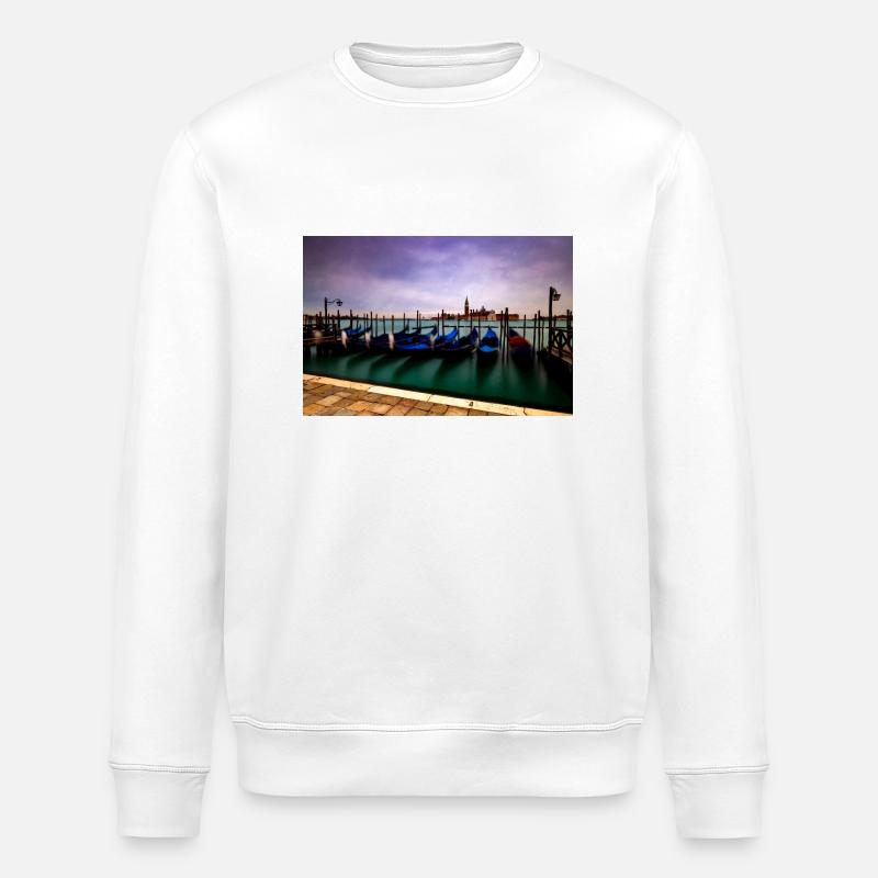 Gondolas in St. Mark's Square - Stanley/Stella ROLLER Unisex Organic Sweatshirt - white