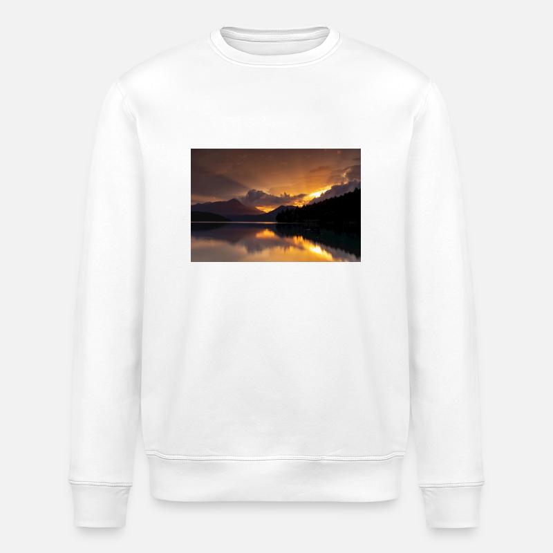 Sunset at Lake Walchensee - Stanley/Stella ROLLER Unisex Organic Sweatshirt - white