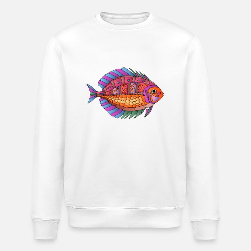 Fish - Stanley/Stella ROLLER Unisex Organic Sweatshirt - white