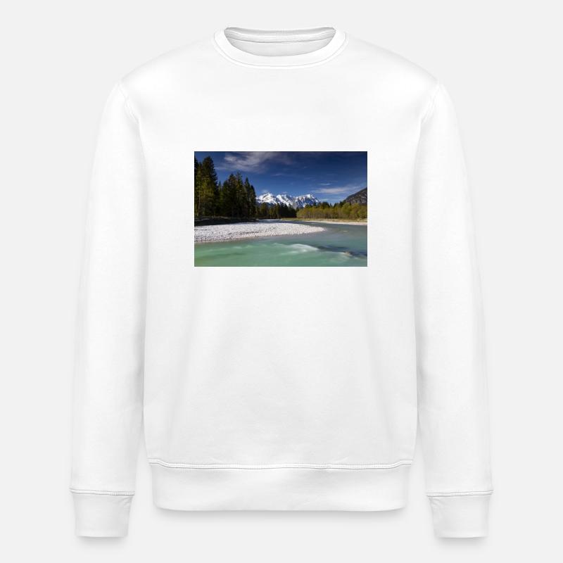 Loisach mit Zugspitzblick - Stanley/Stella Unisex Bio-Sweatshirt ROLLER - Weiß