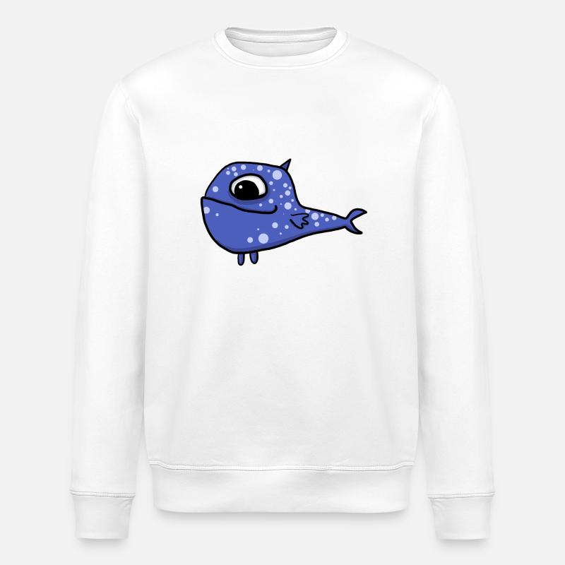 blue fish - Stanley/Stella ROLLER Unisex Organic Sweatshirt - white