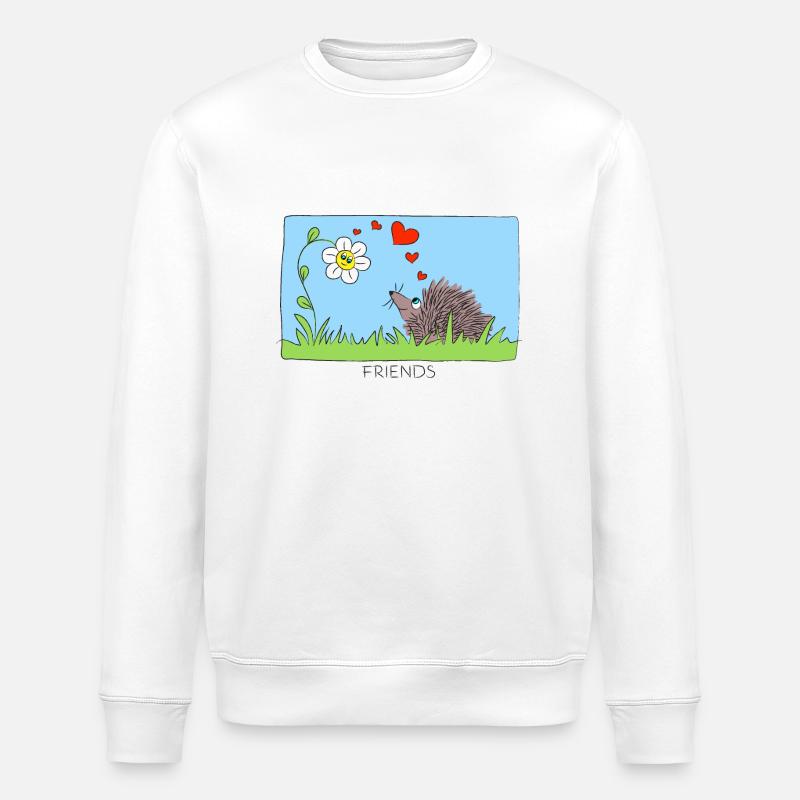 AMIS Hérisson et fleur - Sweat bio ROLLER Stanley/Stella Unisexe - blanc