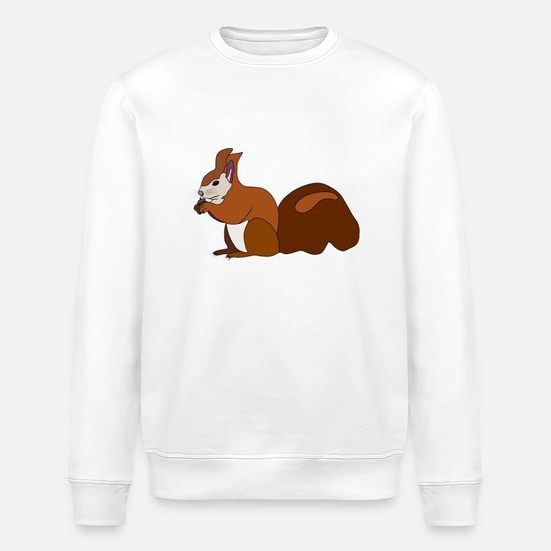 Eichhörnchen mit Nuss - Stanley/Stella Unisex Bio-Sweatshirt ROLLER - Weiß