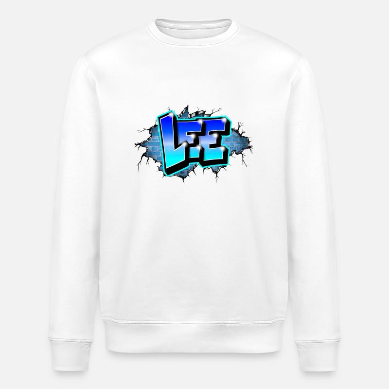 Graffiti LEE Blue Brick Risse - Stanley/Stella Unisex Bio-Sweatshirt ROLLER - Weiß