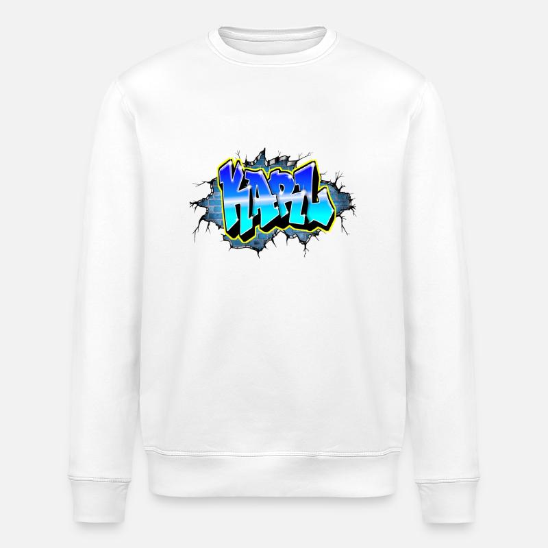 Graffiti KARL Blue Brick Crack - Stanley/Stella ROLLER Unisex Organic Sweatshirt - white
