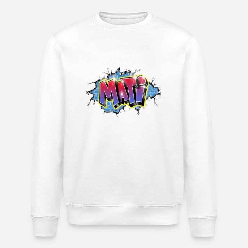 MATI GRAFFITI NAME - Sweat bio ROLLER Stanley/Stella Unisexe - blanc