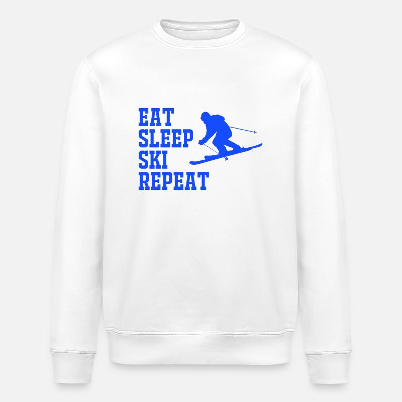 SKIER MANGER DORMIR RÉPÉTER - Sweat bio ROLLER Stanley/Stella Unisexe - blanc