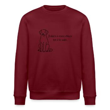 J’obéis à mon chien (et il le sait) - Sweat bio ROLLER Stanley/Stella Unisexe - blanc - Devant - Nik (191cm)