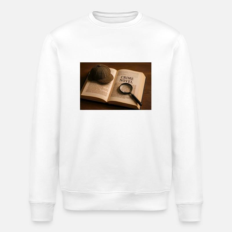 Buch, Lupe und Krimi - Stanley/Stella Unisex Bio-Sweatshirt ROLLER - Weiß