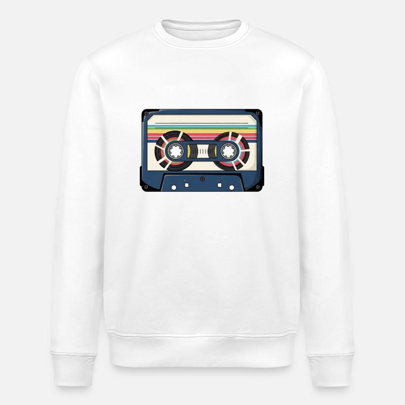 Autocollant de cassette rétro - Sweat bio ROLLER Stanley/Stella Unisexe - blanc