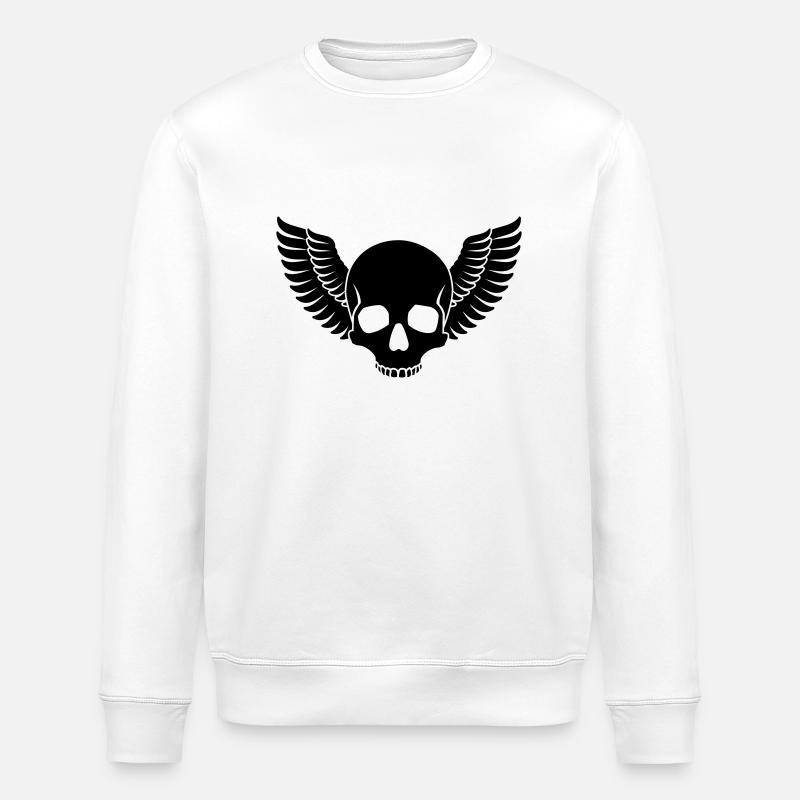 Crâne Ailes - Sweat bio ROLLER Stanley/Stella Unisexe - blanc