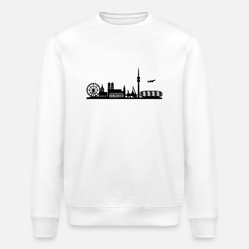 Skyline de Munich - Sweat bio ROLLER Stanley/Stella Unisexe - blanc