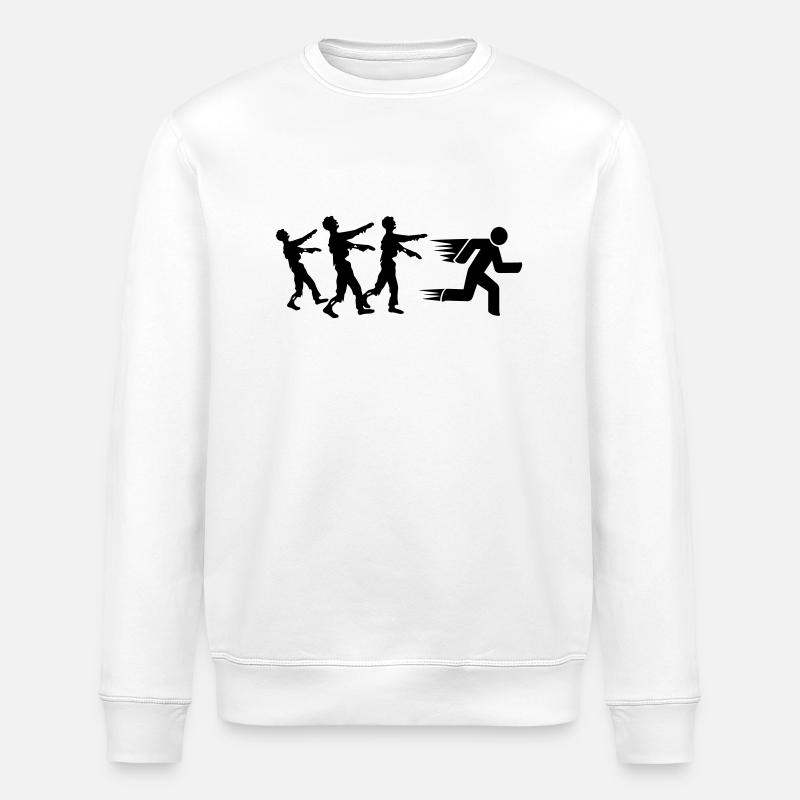 Run From Zombies - Stanley/Stella ROLLER Unisex Organic Sweatshirt - white