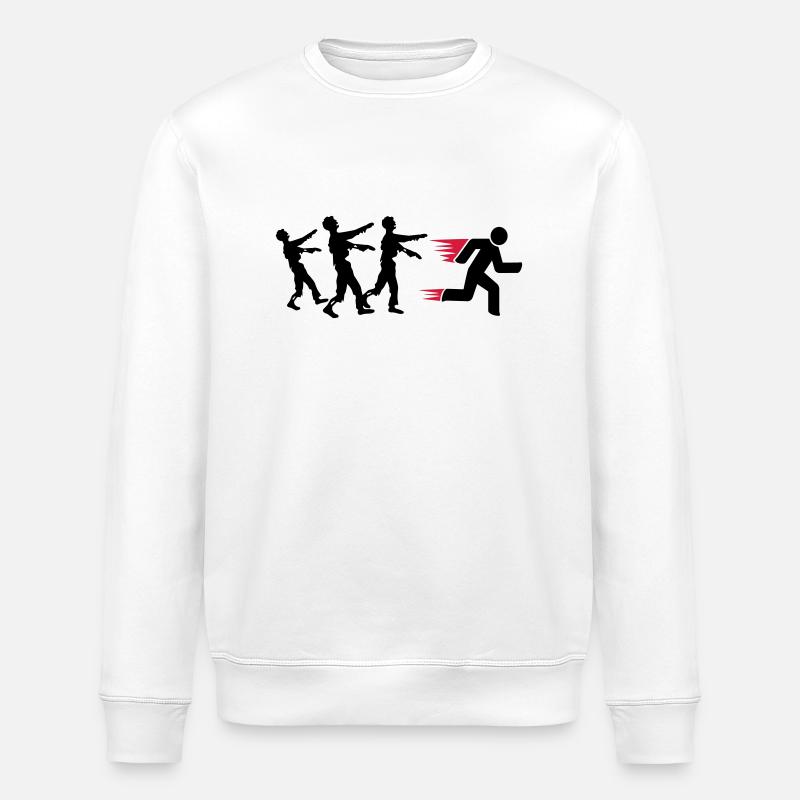 Run From Zombies - Stanley/Stella ROLLER Unisex Organic Sweatshirt - white