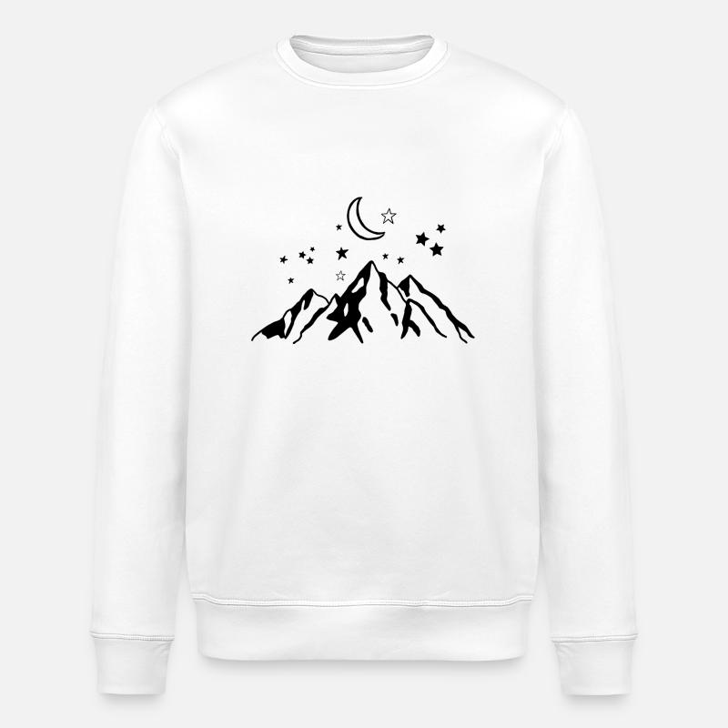Starry Night - Mountain Nature Gift - Stanley/Stella ROLLER Unisex Organic Sweatshirt - white